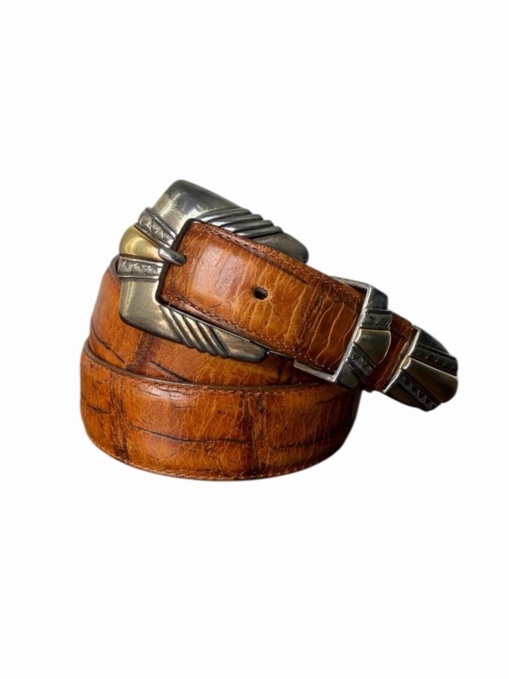 Onyx by Brighton Brown Embossed Men's Leather Belt 36"